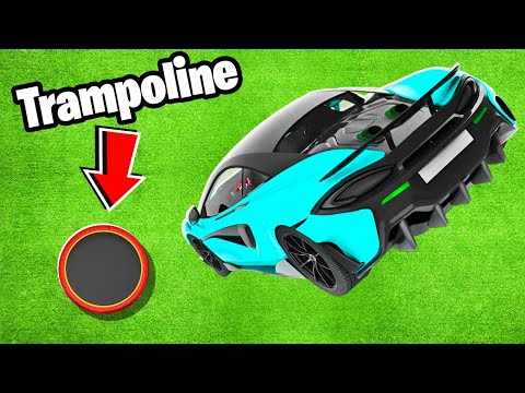 1,000MPH CAR vs TRAMPOLINE Jumping Crash Test!
