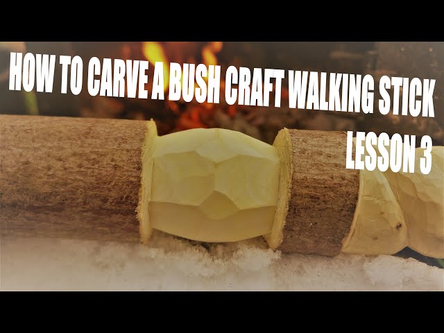 How to carve a bush craft walking stick lesson 3 (faceted diamond)