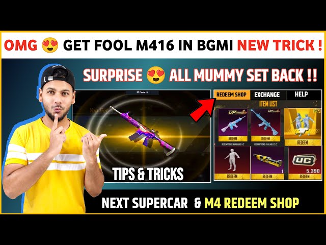 Mummy M416 Redeem Shop 😍 M4 Fool Trick | Bgmi New Update | Next SuperCar Bgmi | All Mummy Set Back