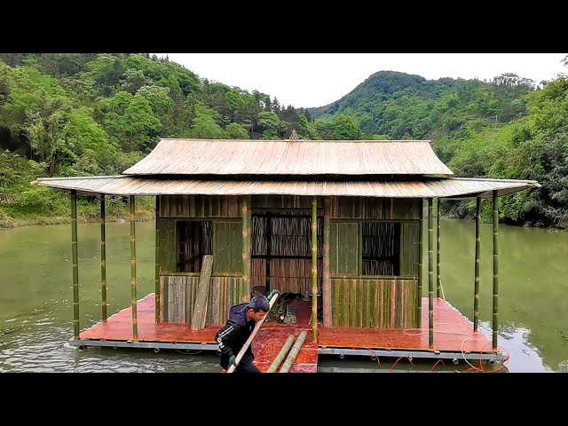 Build a water bamboo house in 60 days - 4/Uses Bamboo For The Roof And Walls【Water Dweller】