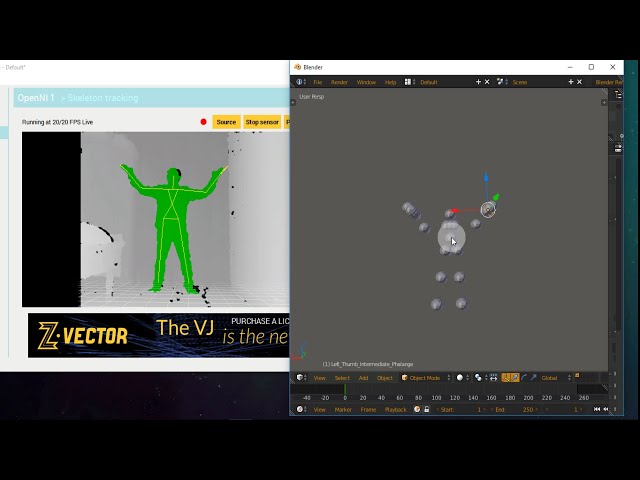 Kinect motion capture with blender and ni mate v2