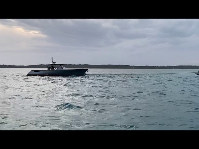 ICON motor yacht aground in Harbour Island Bahamas.
