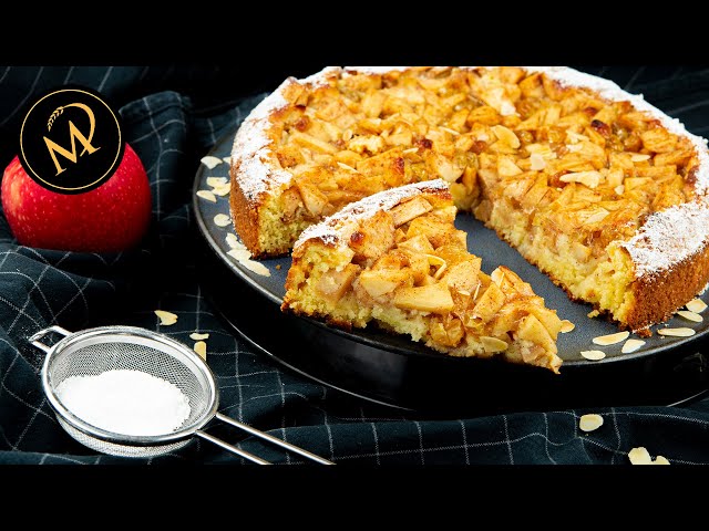 Schneller und saftiger gebackener Apfel Mandel Kuchen / Torte