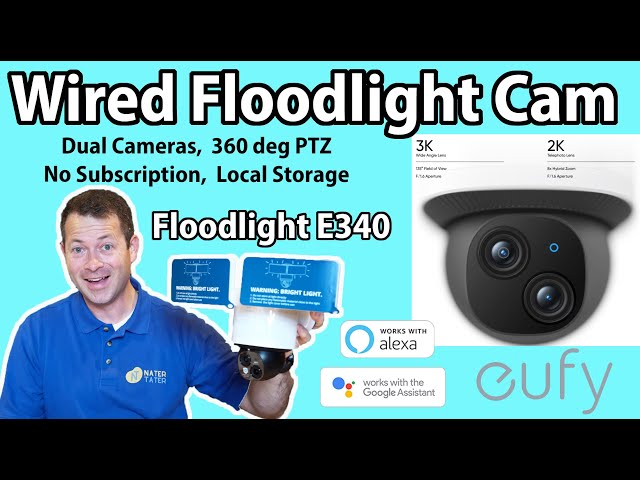 ✅ Dual Lens Wired 360 Deg Security Camera with AI Tracking - Eufy Floodlight E340 - Local Storage