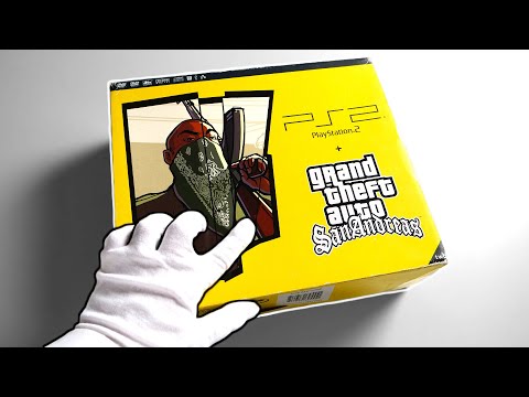 PS2 "GTA San Andreas" Console Unboxing + Definitive Edition Gameplay