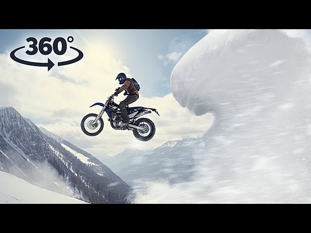 360° VR Risky MOTORCYLE JUMP| ESCAPE from the BIGGEST AVALANCHE Realistic Video 4K in Ultra HD