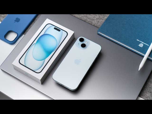 iPhone 15 UNBOXING - BLUE and SET UP!
