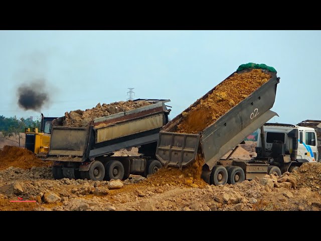 power extreme dumper truck bulldozer partner job skills spread and pushing