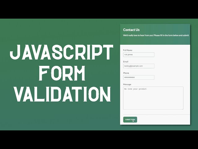 JavaScript Form Validation | How to Validate a Contact Us Form