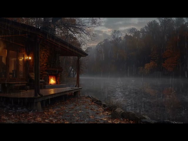 Soothing Rain and Cozy Fire ASMR | Fireplace Ambience for Relaxation | Rain Sounds for Sleep