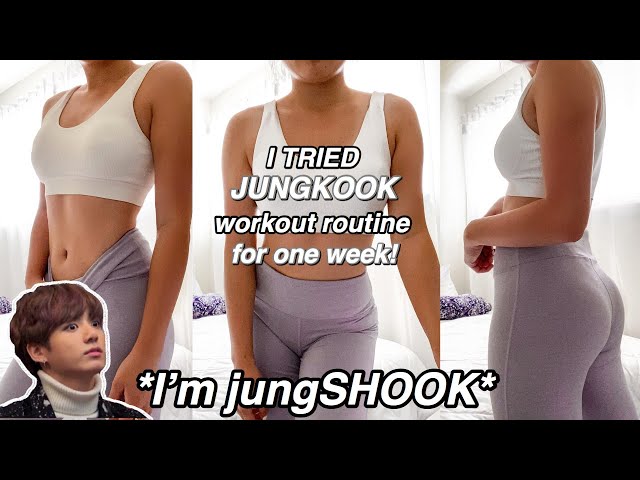 I tried BTS JUNGKOOK workout routine for ONE WEEK!!! *this killed me* (getting abs...I'M JUNGSHOOK)