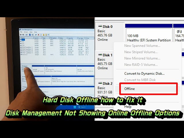 Hard Disk Offline how to fix it – Disk Management Not Showing Online Offline Options Windows 10, 11