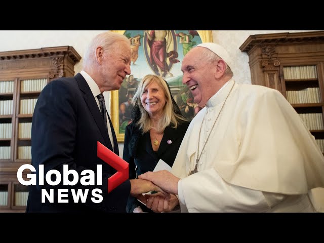 Biden meets Pope, tells him he's the "most significant warrior of peace" he's ever met