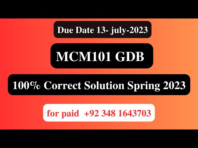 MCM101 GDB Solution Spring 2023 l MCM101 GDB Solution 2023 l MCM101 GDB Solution