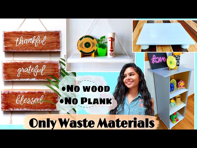 Looks like Wood but made from Waste Materials | Table Rack, Hanging Shelf, Wall Decor DIY