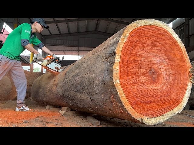 Sawmill Wood Skill - Raw Woodworking And Excellent Red Incense Wood Cutting Sawmill Machine