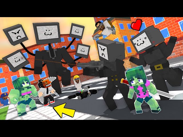 Monster School : SKIBIDI TOILET & Large TV MAN Chainsaw Man Zombie All Episode - Minecraft Animation