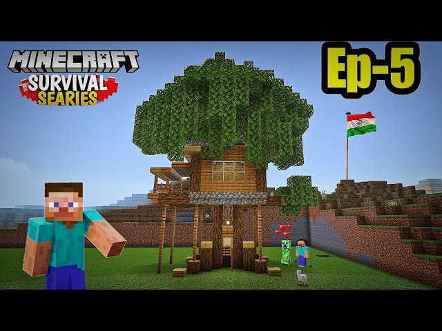 I BUILD A BEAUTIFUL TREEHOUSE 😍 IN MINECRAFT PE SURVIVAL SERIES EP-5 IN हिंदी #minecraftpe