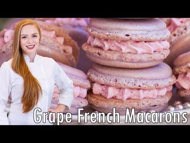 AMAZING Sparkling Wine Grape French Macarons Recipe!! With Grape Buttercream Filling!