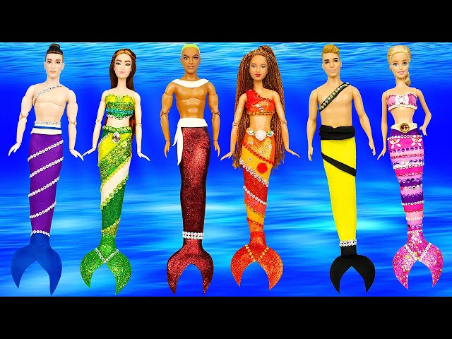 DIY Gorgeous Mermaid Costumes out of Clay for Barbie Dolls