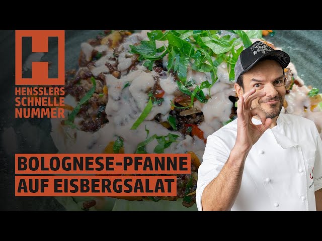 Schnelles Bolognese-Pfanne auf Eisbergsalat Rezept von Steffen Henssler | Günstige Rezepte