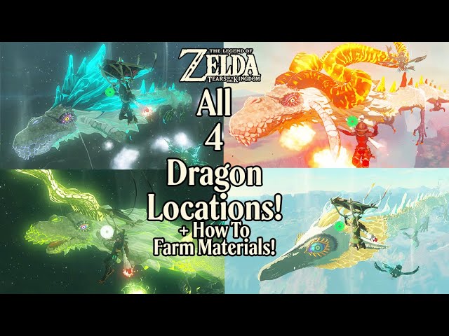 Zelda Tears of the Kingdom - All 4 Dragon Locations & Farming Guide - Dragons Paths & Materials
