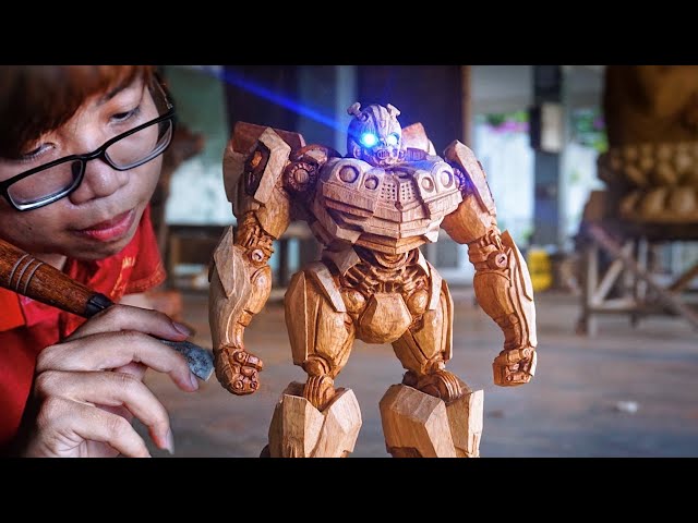 How to carve Bumblebee from a Piece of Wood - with Glowing Eyes - Transformers: Rise of the Beasts