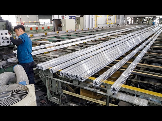 Huge Scale! Manufacturing Process of Aluminum Profile. Aluminum Factory in Korea