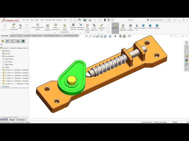 Solidworks motion tutorial Cam and Spring Animation