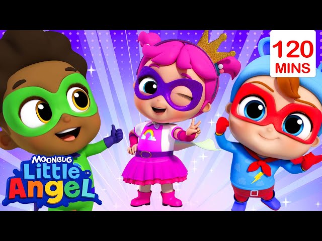 Super Heroes Save the Day! | Little Angel | Fun Kids Songs | Nursery Rhymes