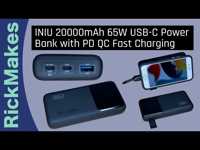 INIU 20000mAh 65W USB-C Power Bank with PD QC Fast Charging