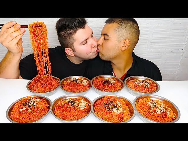 Super Spicy Fire Ramen Noodle Challenge • MUKBANG
