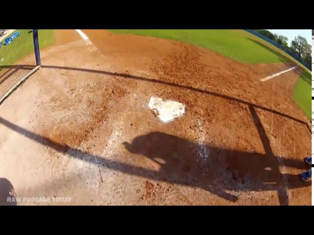 GoPro camera footage from a catcher's view, baseball