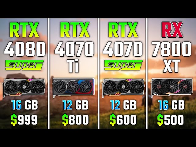 RTX 4080 SUPER vs RTX 4070 Ti vs RTX 4070 SUPER vs RX 7800 XT | Test in 7 Games