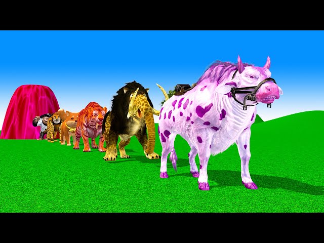 Paint Animals  Tiger Cow Dog  Elephant mammoth Fountain Crossing Animals