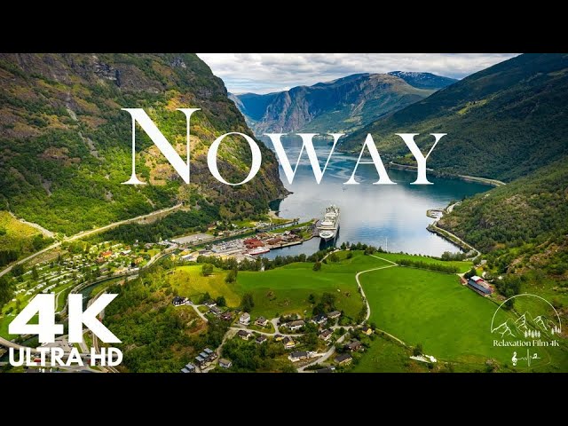 FLYING OVER NORWAY 4K UHD - Amazing Nature of Aurlandsfjord with Relaxing Music | Norway Relaxing