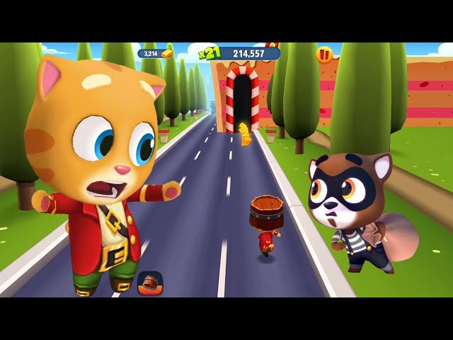Talking Tom Gold Run Ginger Pirate Fight Raccoon In Candy World - Full Screen Android Game