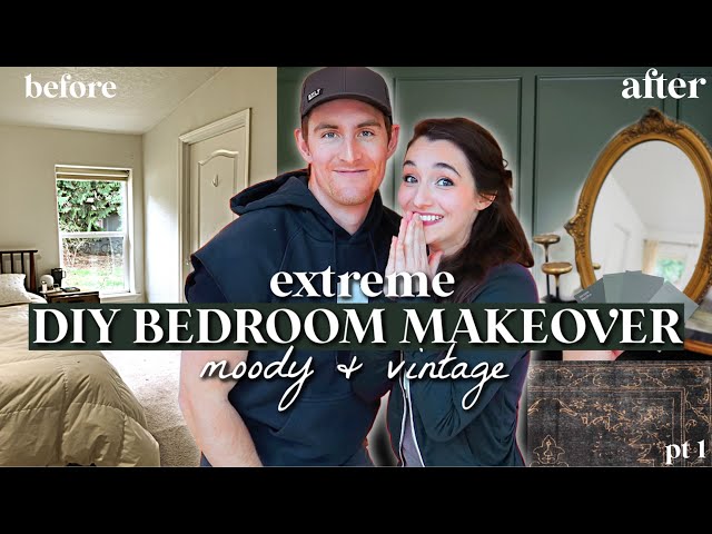✨BEDROOM EXTREME MAKEOVER | Boring 90s style to Moody + Elegant primary bedroom (on a budget!) pt1
