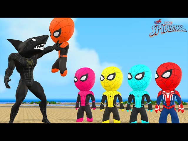 Siêu nhân người nhện attack shark Spider man roblox vs Hulk rescue superhero Iron Man,Batman,venom