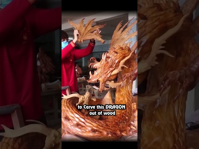 Carving DRAGON from a BIG TREE #shorts