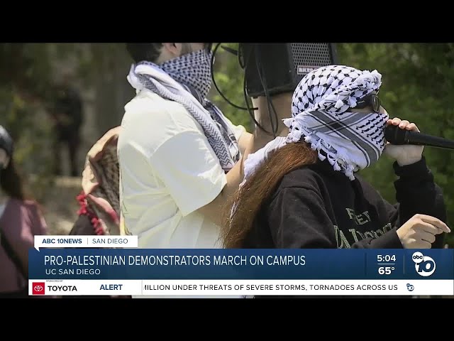 Pro-Palestinian demonstrators march on UCSD campus