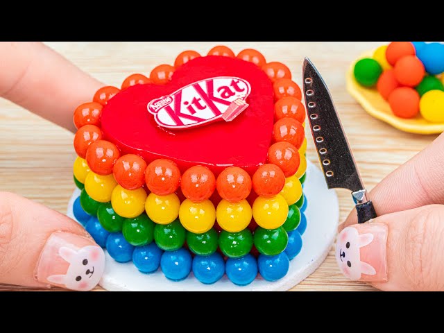 Rainbow KitKat Cake With M&M Candy 🌈 Sweet Miniature Rainbow Cake Decorating Ideas 🍭