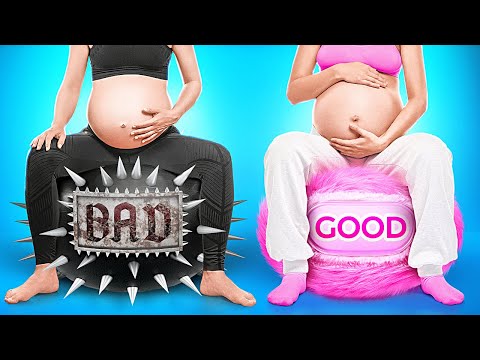 PARENTING HACKS & TRICKS || Bad vs Good Pregnant Twins | Rich vs Poor Parents! Cool Ideas by 123 GO!