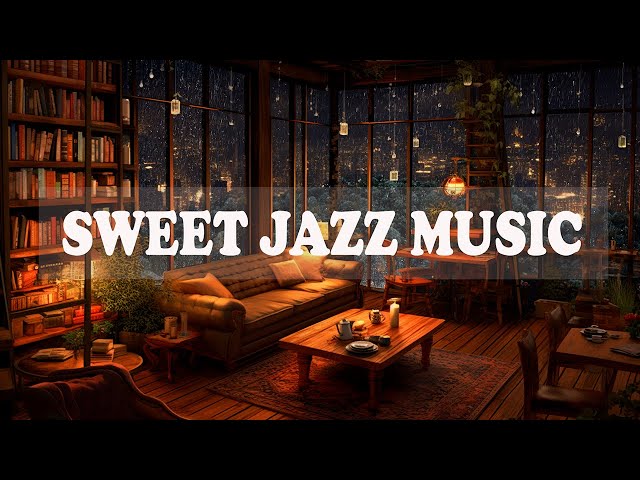 Relaxing Winter Jazz Music in Cozy Coffee Shop Ambience with Snowfall for Study, Work, Focus