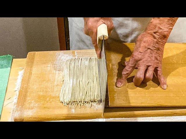 japanese food - grandpa making SOBA NOODLES そば