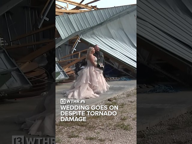 Couple continues with wedding despite tornado damage
