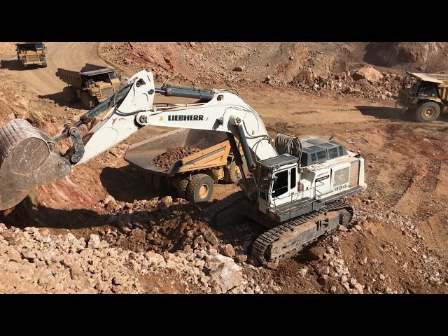 Liebherr 984 Excavator & Caterpillar 992G Wheel Loader Working For Three Hours - Mega Machines Movie