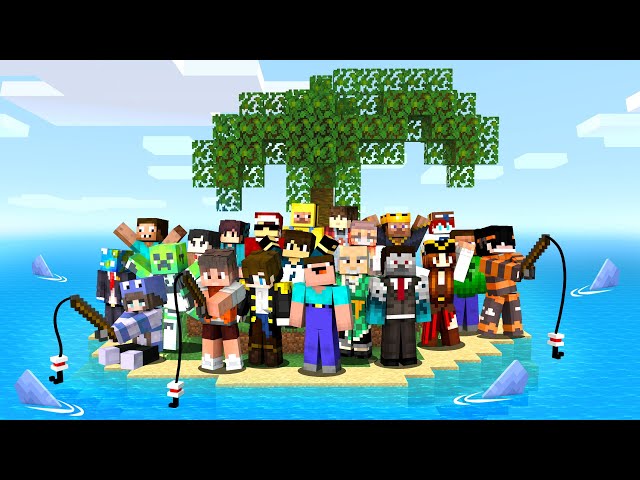 I Made 100 Players Simulate Survival On the Island in Minecraft