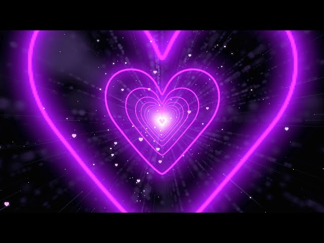 Neon Lights Love Heart Tunnel Background Video💜Purple Heart Moving Background Video Loop 4k 60fps
