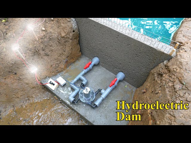 Mini Hydroelectric With 4 Water Supply Lines Input. Mini Dam Hydroelectric